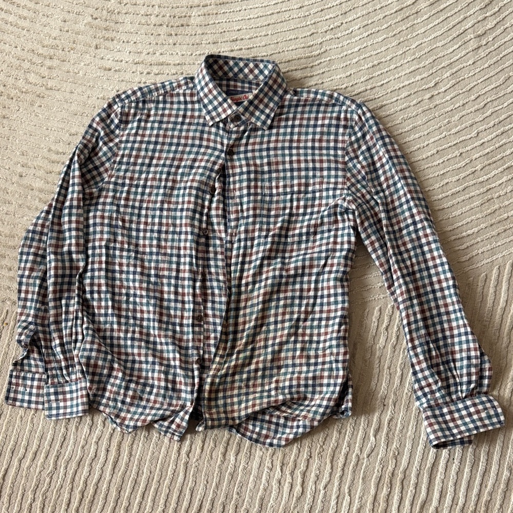 johnnie-O Blue and Red Plaid Casual Shirt